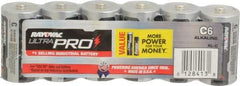 Rayovac - Size C, Alkaline, 6 Pack, Standard Battery - 1.5 Volts, Button Tab Terminal - USA Tool & Supply