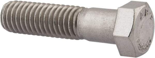 Value Collection - 7/16-14 UNC, 1-3/4" Length Under Head Hex Head Cap Screw - Partially Threaded, Grade 18-8 Stainless Steel, Uncoated, 5/8" Hex - USA Tool & Supply