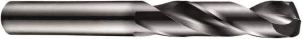 DORMER - 5.8mm 140° Spiral Flute Solid Carbide Screw Machine Drill Bit - TiAlN Finish, Right Hand Cut, 28mm Flute Length, 66mm OAL, Four Facet Split Point, Straight Shank, Through Coolant - USA Tool & Supply