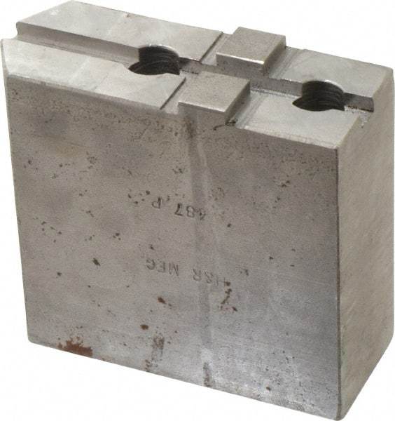 H & R Manufacturing - Tongue & Groove Attachment, Square Soft Lathe Chuck Jaw - Steel, 1-3/4" Btw Mount Hole Ctrs, 3-15/16" Long x 1-1/2" Wide x 3-3/8" High, 5/16" Groove - USA Tool & Supply