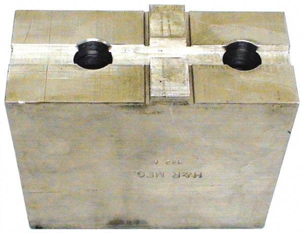 H & R Manufacturing - Tongue & Groove Attachment, Square Soft Lathe Chuck Jaw - Aluminum, 2-1/2" Btw Mount Hole Ctrs, 4-7/8" Long x 2" Wide x 3-7/8" High, 1/2" Groove - USA Tool & Supply