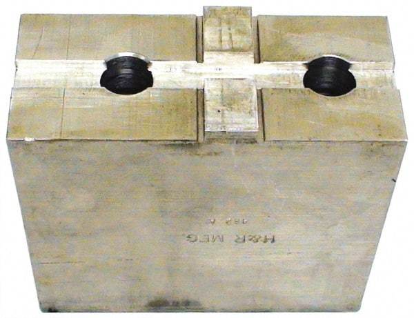 H & R Manufacturing - Tongue & Groove Attachment, Square Soft Lathe Chuck Jaw - Aluminum, 2.12" Btw Mount Hole Ctrs, 4-1/2" Long x 1-3/4" Wide x 3-7/8" High, 1/2" Groove - USA Tool & Supply