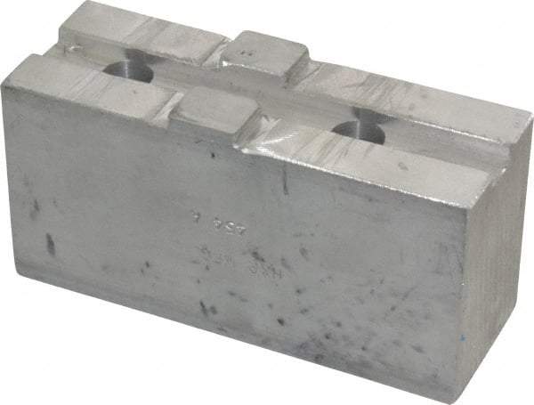 H & R Manufacturing - Tongue & Groove Attachment, Square Soft Lathe Chuck Jaw - Aluminum, 2-1/2" Btw Mount Hole Ctrs, 4-7/8" Long x 1-3/4" Wide x 2-3/8" High, 1/2" Groove - USA Tool & Supply