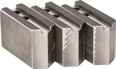 H & R Manufacturing - 1.5mm x 60° Serrated Attachment, Square Soft Lathe Chuck Jaw - 3 Jaws, Steel, 0.787" Btw Mount Hole Ctrs, 3-1/8" Long x 1-1/4" Wide x 2" High, 0.472" Groove, 10mm Fastener - USA Tool & Supply