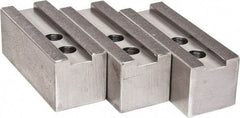 H & R Manufacturing - 1.5mm x 60° Serrated Attachment, Square Soft Lathe Chuck Jaw - 3 Jaws, Steel, 1.181" Btw Mount Hole Ctrs, 5-1/4" Long x 2" Wide x 2" High, 0.827" Groove, 16mm Fastener - USA Tool & Supply