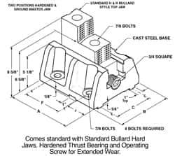 H & R Manufacturing - 12" Max Chuck Diam Compatibility, Cast Steel (Base) Bullard Hard Lathe Master Jaws - 10" Wide x 12" Long x 8-5/8" High - USA Tool & Supply