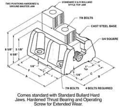 H & R Manufacturing - 12" Max Chuck Diam Compatibility, Cast Steel (Base) Bullard Hard Lathe Master Jaws - 10" Wide x 12" Long x 8-5/8" High - USA Tool & Supply