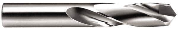 Made in USA - 12mm 118° Spiral Flute Carbide-Tipped Screw Machine Drill Bit - Bright Finish, Right Hand Cut, 2-13/64" Flute Length, 3-45/64" OAL, Standard Point, Straight Shank - USA Tool & Supply