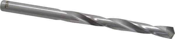 Made in USA - 19/64" 135° Carbide-Tipped Jobber Drill - Bright Finish, Right Hand Cut, Spiral Flute, Straight Shank, 4-3/8" OAL, Split Point - USA Tool & Supply