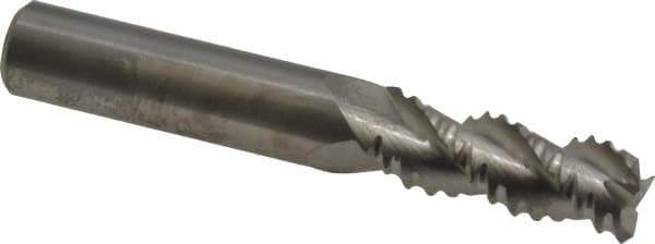 M.A. Ford - 3/8" Diam, Coarse Pitch, 7/8" LOC, 3 Flute Solid Carbide Roughing Square End Mill - Uncoated, 2-1/2" OAL, 3/8" Shank Diam, Single End, Centercutting, 45° Helix - USA Tool & Supply