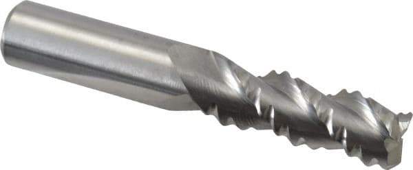 M.A. Ford - 1/2" Diam, Coarse Pitch, 1-1/4" LOC, 3 Flute Solid Carbide Roughing Square End Mill - Uncoated, 3" OAL, 1/2" Shank Diam, Single End, Centercutting, 45° Helix - USA Tool & Supply