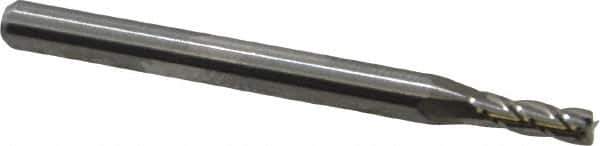 M.A. Ford - 0.09", 0.27" LOC, 1/8" Shank Diam, 1-1/2" OAL, 4 Flute, Solid Carbide Square End Mill - Single End, Uncoated, Spiral Flute, 30° Helix, Centercutting, Right Hand Cut, Right Hand Flute, Series 111 - USA Tool & Supply