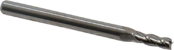 M.A. Ford - 0.1", 0.3" LOC, 1/8" Shank Diam, 1-1/2" OAL, 4 Flute, Solid Carbide Square End Mill - Single End, Uncoated, Spiral Flute, 30° Helix, Centercutting, Right Hand Cut, Right Hand Flute, Series 111 - USA Tool & Supply