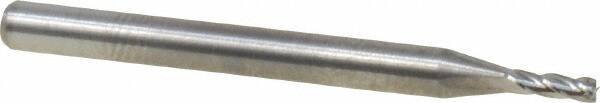M.A. Ford - 1/16", 3/16" LOC, 1/8" Shank Diam, 1-1/2" OAL, 4 Flute, Solid Carbide Square End Mill - Single End, Uncoated, Spiral Flute, 30° Helix, Centercutting, Right Hand Cut, Right Hand Flute, Series 117 - USA Tool & Supply