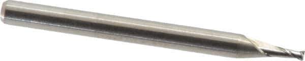 M.A. Ford - 0.055", 0.11" LOC, 1/8" Shank Diam, 1-1/2" OAL, 2 Flute, Solid Carbide Square End Mill - Single End, Uncoated, Spiral Flute, 30° Helix, Centercutting, Right Hand Cut, Right Hand Flute, Series 164 - USA Tool & Supply