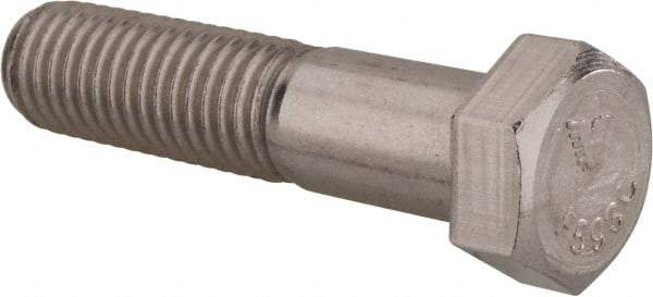 Value Collection - 9/16-18 UNF, 2-1/2" Length Under Head Hex Head Cap Screw - Partially Threaded, Grade 18-8 Stainless Steel, Uncoated, 13/16" Hex - USA Tool & Supply