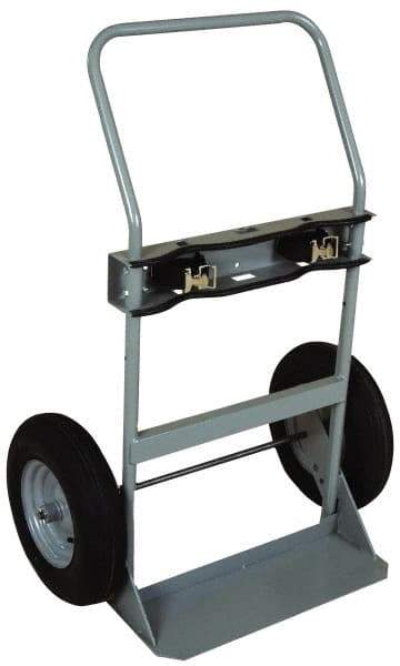 Made in USA - 760 Lb Capacity 47" OAH Cylinder Hand Truck - Swept Back Handle, Steel, Full Pneumatic Wheels - USA Tool & Supply