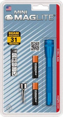 Mag-Lite - Krypton Bulb, 9 Lumens, Mini Flashlight - Blue Aluminum Body, 2 AAA Alkaline Batteries Included - USA Tool & Supply