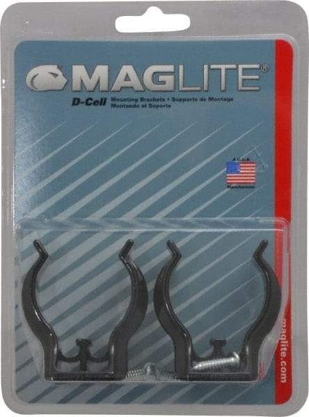 Mag-Lite - Plastic Mounting Bracket - Black, Compatible with Maglite D Batteries - USA Tool & Supply