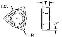 Everede Tool - WCGT008 Grade CS2 Carbide Boring Insert - Uncoated, 80° Trigon, 7° Relief Angle, 5/32" Inscr Circle, 1/16" Thick, 0.008" Corner Radius - USA Tool & Supply
