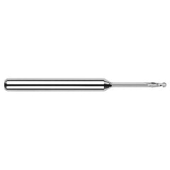 ‎1/64″ Dia. × 1/8″ Shank × 0.045″ DOC × 1-1/2″ OAL, Carbide Uncoated, Standard , 2 Flute, Ballnose End Mill - Exact Industrial Supply