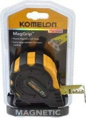 Komelon - 25' x 1" Yellow Blade Tape Measure - 1/16" Graduation, Inch Graduation Style, Yellow/Black Case - USA Tool & Supply
