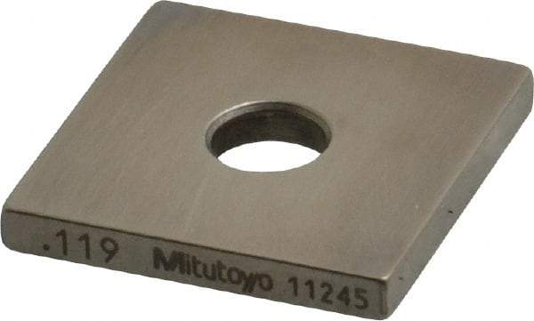 Mitutoyo - 0.119" Square Steel Gage Block - Accuracy Grade 0, Includes Certificate of Inspection - USA Tool & Supply