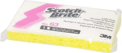 3M - 6.1" Long x 3.6" Wide x 0.7" Thick Scouring Sponge - Light-Duty, Yellow/White - USA Tool & Supply