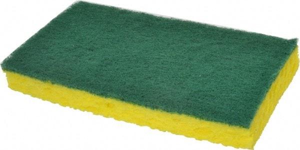 3M - 6.1" Long x 3.6" Wide x 0.7" Thick Scouring Sponge - Medium-Duty, Yellow/Green - USA Tool & Supply