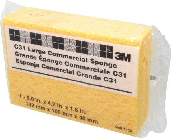 3M - 6" Long x 4-1/4" Wide x 1-5/8" Thick Cleansing Pad - Heavy-Duty, Yellow - USA Tool & Supply