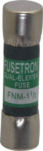 Cooper Bussmann - 250 VAC, 1.5 Amp, Time Delay General Purpose Fuse - Fuse Holder Mount, 1-1/2" OAL, 10 at 125 V kA Rating, 13/32" Diam - USA Tool & Supply