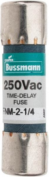 Cooper Bussmann - 250 VAC, 2.25 Amp, Time Delay General Purpose Fuse - Fuse Holder Mount, 1-1/2" OAL, 10 at 125 V kA Rating, 13/32" Diam - USA Tool & Supply