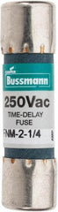 Cooper Bussmann - 250 VAC, 2.25 Amp, Time Delay General Purpose Fuse - Fuse Holder Mount, 1-1/2" OAL, 10 at 125 V kA Rating, 13/32" Diam - USA Tool & Supply