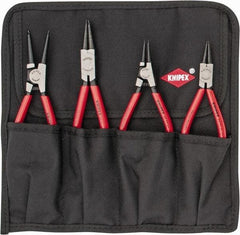 Knipex - 4 Piece, 1/2 to 2-1/2" Bore, 3/8 to 2-1/2" Shaft, Internal/External Retaining Ring Pliers Set - 0.053 to 0.07" Tip Diam Range - USA Tool & Supply