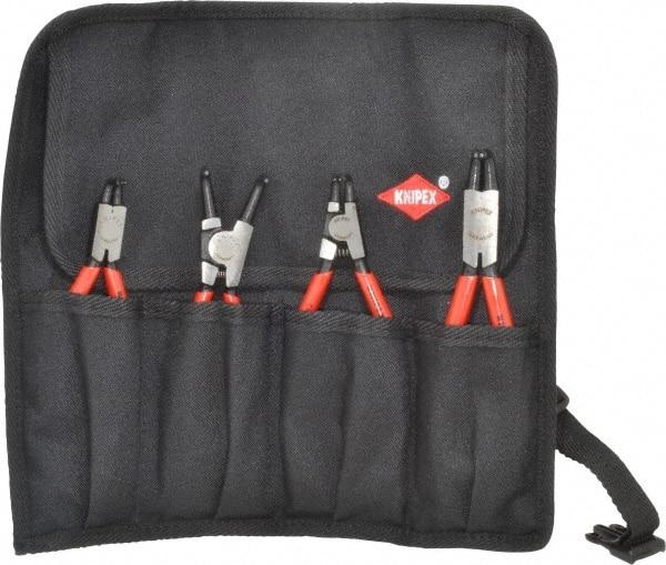 Knipex - 4 Piece, 5/16 to 2-1/2" Bore, 1/8 to 2-1/2" Shaft, Internal/External Retaining Ring Pliers Set - 0.035 to 0.07" Tip Diam Range - USA Tool & Supply