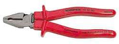 Knipex - 8" OAL, 1-1/2" Jaw Length x 1" Jaw Width, Side Cutting Pliers - Serrated Pipe Jaw, Flat Nose Head, Ergonomic Handles - USA Tool & Supply