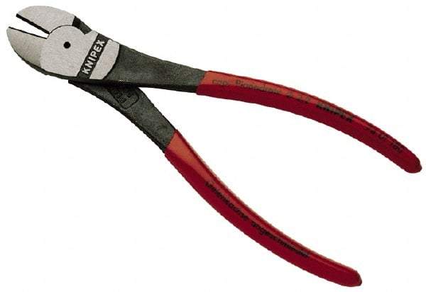 Knipex - 8" OAL, 3/32" Capacity, Diagonal Cutter - 1" Jaw Length x 1" Jaw Width, Oval Head, Plastic Coated Handle - USA Tool & Supply