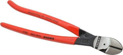 Knipex - 10" OAL, 9/64" Capacity, Diagonal Cutter - 1-1/8" Jaw Length x 1-1/8" Jaw Width, Oval Head, Plastic Coated Handle - USA Tool & Supply