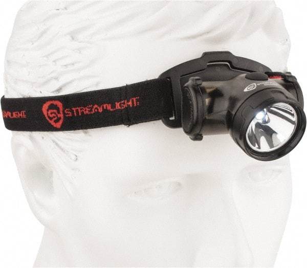 Streamlight - White LED Bulb, 50 Lumens, Hands-free Flashlight - Black Plastic Body, 2 AAA Alkaline Batteries Included - USA Tool & Supply