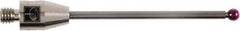 Renishaw - 0.12 Inch Ball Diameter, Carbide Stem, M4 Thread, Ruby Point Ball Tip CMM Stylus - 1.52 Inch Working Length, 0.08 Inch Stem Diameter, 1.97 Inch Overall Length - USA Tool & Supply