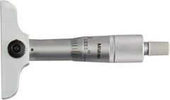 Mitutoyo - 0 to 1" Range, 1 Rod, Mechanical Depth Micrometer - Ratchet Stop Thimble, 2-1/2" Base Length, 0.01mm Graduation, 4mm Rod Diam - USA Tool & Supply