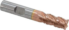 ProMax - 7/16" Diam, 1" LOC, 4 Flute Solid Carbide Roughing & Finishing Corner Radius End Mill - TiCN Finish, 2-3/4" OAL, 7/16" Shank Diam, Weldon Shank, 40° Helix, Centercutting, Regular Length - USA Tool & Supply