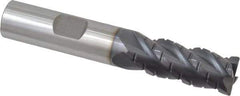 ProMax - 1/2" Diam, 1-1/4" LOC, 4 Flute Solid Carbide Roughing & Finishing Corner Radius End Mill - AlTiN Finish, 3" OAL, 1/2" Shank Diam, Weldon Shank, 40° Helix, Centercutting, Regular Length - USA Tool & Supply