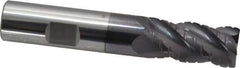 ProMax - 5/8" Diam, 1-1/4" LOC, 4 Flute Solid Carbide Roughing & Finishing Corner Radius End Mill - AlTiN Finish, 3-1/2" OAL, 5/8" Shank Diam, Weldon Shank, 40° Helix, Centercutting, Regular Length - USA Tool & Supply