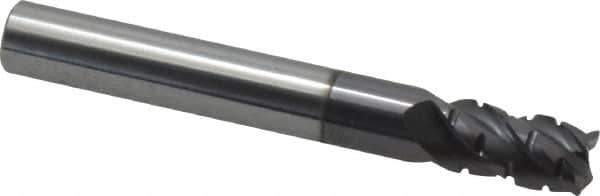 ProMax - 5/16" Diam, 1/2" LOC, 4 Flute Solid Carbide Roughing & Finishing Corner Radius End Mill - AlTiN Finish, 2-1/2" OAL, 5/16" Shank Diam, Straight Shank, 40° Helix, Centercutting, Stub Length - USA Tool & Supply
