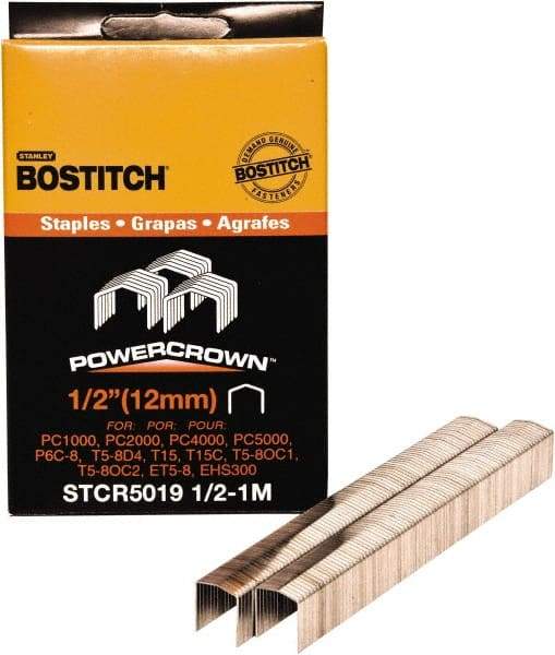 Stanley Bostitch - 1/2" Long x 7/16" Wide, 24 Gauge Crowned Construction Staple - Steel, Chisel Point - USA Tool & Supply