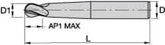 Kennametal - 1/2" Diam, 1/2" LOC, 4 Flute Solid Carbide Ball End Mill - TiAlN/TiN/TiAlN Finish, Single End, 5" OAL, 5/8" Shank Diam, Spiral Flute - USA Tool & Supply