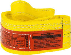 Lift-All - 3' Long x 3" Wide, 4,800 Lb Vertical Capacity, 1 Ply, Polyester Web Sling - 3,800 Lb Choker Capacity, Yellow - USA Tool & Supply
