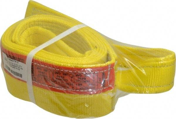 Lift-All - 10' Long x 4" Wide, 6,400 Lb Vertical Capacity, 1 Ply, Polyester Web Sling - 5,000 Lb Choker Capacity, Yellow - USA Tool & Supply