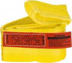 Lift-All - 8' Long x 4" Wide, 6,400 Lb Vertical Capacity, 1 Ply, Polyester Web Sling - 5,000 Lb Choker Capacity, Yellow - USA Tool & Supply